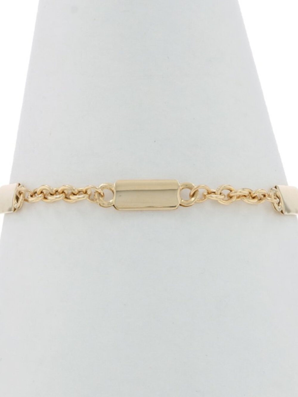 Yellow Gold Engravable Station Bracelet 7 3/4" - 14k Chain